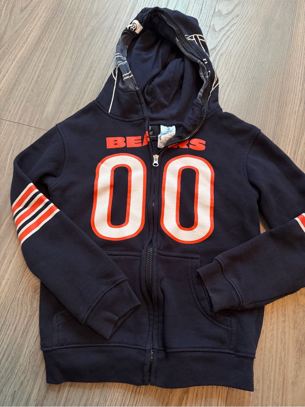 NFL Team Apparel Chicago Bears Youth Kids Small Full Zip Mask Hoodie Navy Blue